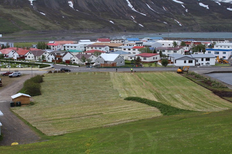 Frá tjaldsvæðinu í Ólafsfirði nú í sumar